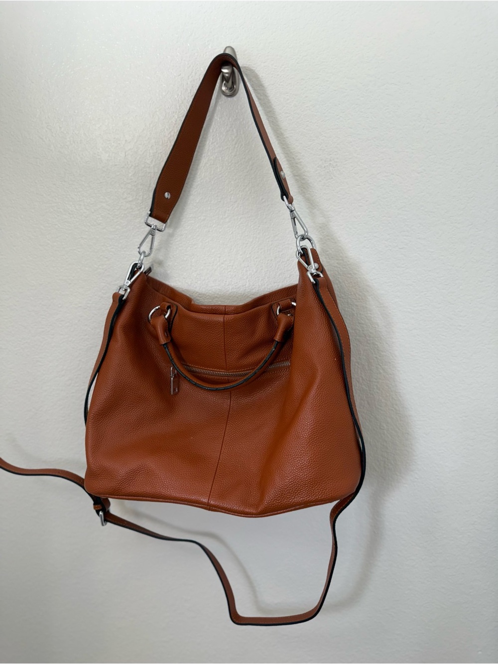 Kattee Leather Pebbled Leather Shoulder Hobo Bag - Picture 2 of 10
